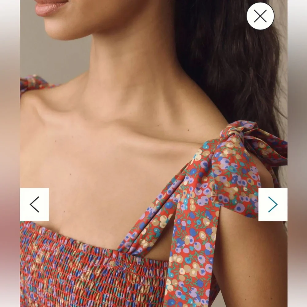 Anthropologie Atsu tie shoulder smocked mini dress - Picture 2 of 9
